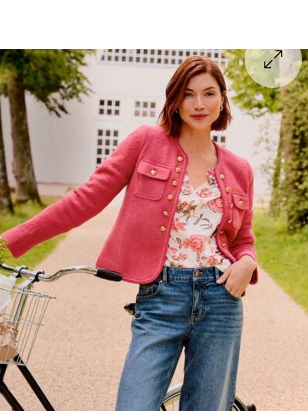 Talbots Rose-Pink Wool Military-Style Jacket with Gold Buttons